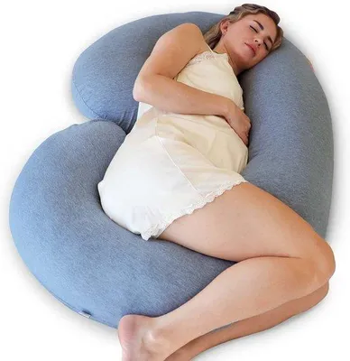 Immagine prodotto di Cuscino a forma di C per gravidanza Unyqoos® con rivestimento traspirante – Cuscino per dormire su un lato che supporta schiena, fianchi, gambe e addome