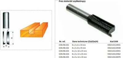 Produktbild von CONDOR GERADE HOLZFRÄSER Fi=8 x 19mm SCHAFT 8mm OHNE LAGER