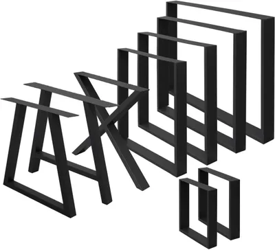 Produktbild von 2er Set Tischbeine aus Vierkantprofilen, 70x72 cm, Schwarz, pulverbeschichtete Stahl, Industriedesign, Metall Tischkufen Tischuntergestell Tischgestell Möbelfüße, für Esstisch Schreibtisch