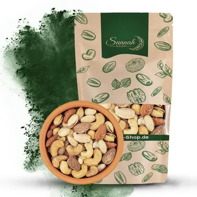 Produktbild von Sunnah Shop® Premium Nussmischung 1K Geröstet und Gesalzen mit Cashewkerne, Mandeln und Pistazienkerne | Vegan Protein Nüsse | Nussmix 100% natürlich