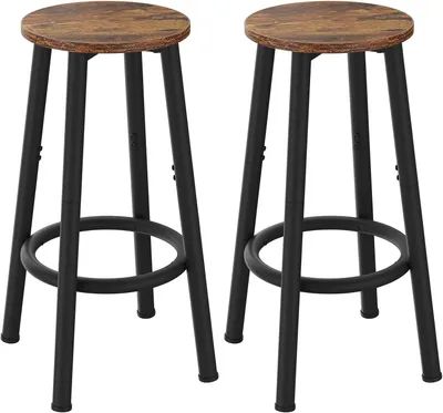 Immagine prodotto di Set di 2 sgabelli da bar, altezza 64 cm, con poggiapiedi, per cucina, colore marrone, dimensioni 30x30x64 cm