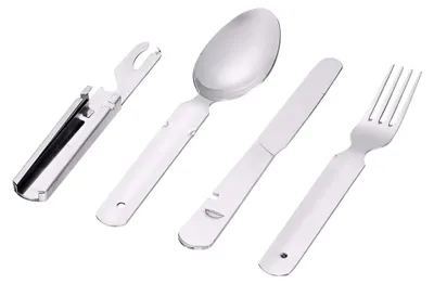 Produktbild von Edelstahl Besteckset der Bundeswehr, 4-teilig, Campingbesteck, Silber
