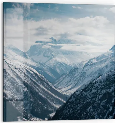 Produktbild von DEQORI Küchenrückwand Glas 60x60 cm 'Alpenmajestät' Spritzschutz Bad Rückwand Küche