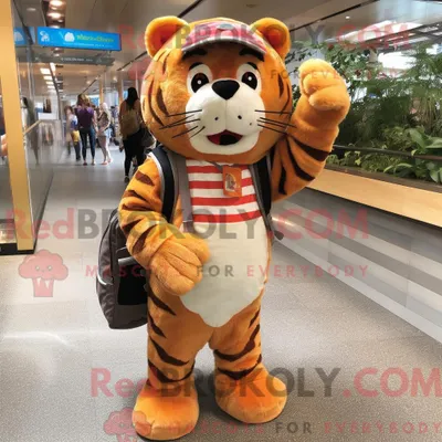 Produktbild von Tiger-Maskottchen-Kostüm REDBROKOLY mit Latzhose und Messenger-Tasche