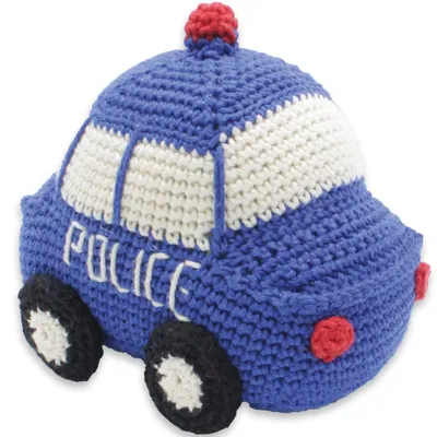 Produktbild von Hardicraft Häkelset Amigurumi "Polizeiauto" mit Baumwollgarn und Füllmaterial, 14x12cm, HC-40CK048