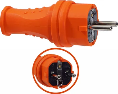 Produktbild von Schukostecker 16A 230V Gummistecker Schuko Schutzkontakt IP44 orange