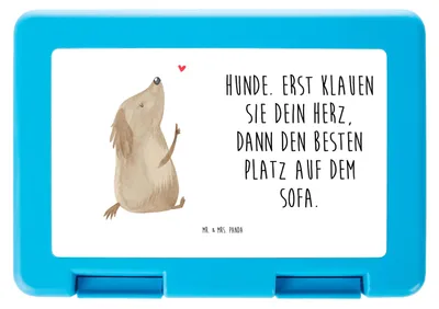 Produktbild von Mr. & Mrs. Panda Bentobox Hund Liebe - Weiß - Geschenk, Lunchbox, Bento Box, Sprüche, Vorratsbehälter, Süß, Snackbox, Herz, Vesperbox