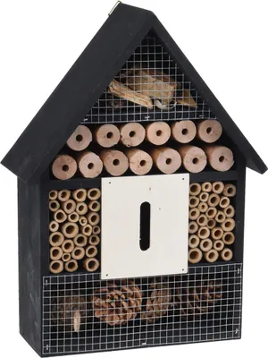 Produktbild von Insektenhotel - aus Holz - ca. 30 cm - schwarz