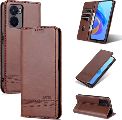Produktbild von Oppo A57 5G Leder Hülle, Klapphüllen Brieftasche Magnetverschluss Ständer Schutzhülle für Oppo A57 5G Kaffee