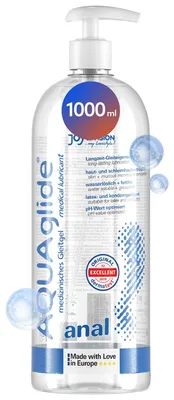 Immagine prodotto di Joydivision Original Aquaglide Anal 1000 ml gel lubrificante, inodore, pH ottimizzato e trasparente, a base d’acqua e cristallino, compatibile con | preservativi in lattice