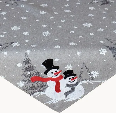 Produktbild von Tischwäsche mit Stickerei Schneemann 85 x 85 cm