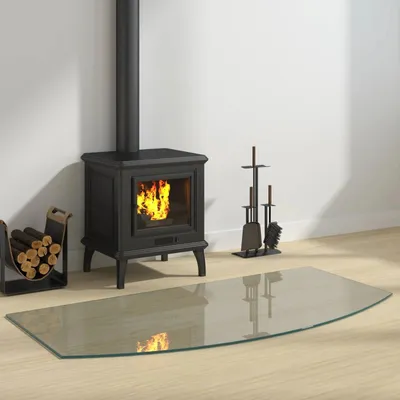 Produktbild von Kaminglasplatte - Kaminbodenplatte Glas - 120 x 60 cm - Hitzebeständiges Sicherheitsglas - Polierte Facettenschliff-Kante - Transparent