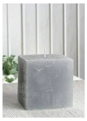 Produktbild von Rustikale Stumpenkerze, quadratisch, 7,5 x 7,5 x 7,5 cm, grau