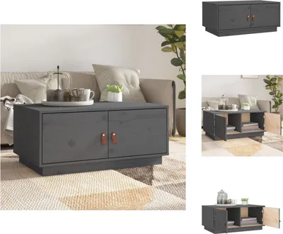 Obrázok produktu pre vidaXL Konferenčný stolík sivý 80x50x35 cm z masívneho borovicového dreva - Konferenčné stolíky