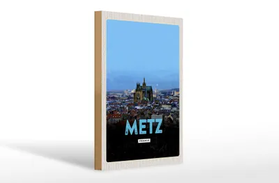 Produktbild von Holzschild Reise 20x30cm Metz France Panorama Retro Geschenk