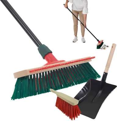 Produktbild von Novaliv Gartenbesen mit Stiel und Kratzleiste 40 cm Elaston Borsten inkl. Kehrgarnitur verzinkt bestehend aus Kehrblech und Handfeger Terassenbesen Hofbesen Stallbesen Kehrbesen Outdoor broom