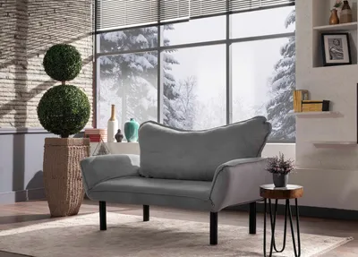 Immagine prodotto di Hanah Home, Chatto - Grey, divano letto, divano letto a 2 posti, grigio, cotone, 150 x 75 x 70 x cm