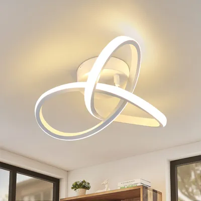 Produktbild von ZMH LED Deckenleuchte Wohnzimmer Warmweiß Deckenlampe 25.5CM 17W Modern Weiß Geometrie Design Lampe für Schlafzimmer Flur Eingang Küche Korridor