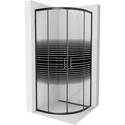 Obrázek produktu pro Mexen Rio půlkruhový sprchový kout 80 x 80 cm, Pruhy, Černá - 863-080-080-70-20