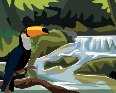 Produktbild von Zuty - Malen nach Zahlen - TUKAN MIT WASSERFALL, 40x50 cm, ohne Keilrahmen