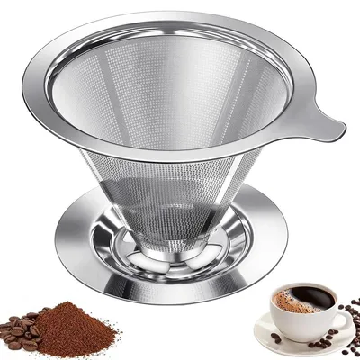 Kaffeefilterhalter Edelstahl, Doppelschicht, 3-4 Tassen