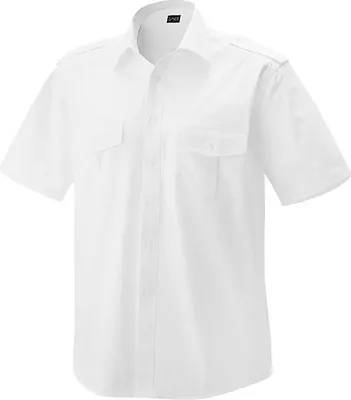 Produktbild von Pilotenhemd halbarm Fb. weiß Gr. 43/44 : weiß : 44 : 60% Baumwolle 40% Polyester 120 g/m²