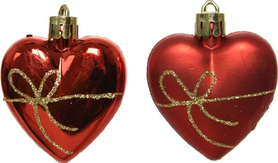 Produktbild von Christbaumschmuck Kunststoff Herzen mit Schleifen 6cm rot 2er Set