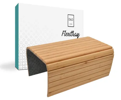 Produktbild von D&D Living Sofatablett Flextray XL flexible Couch Ablage für Armlehne, 50 x 35 cm, Bambus, natur