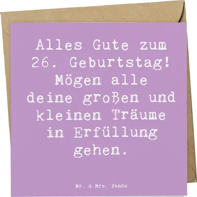 Produktbild von Mr. & Mrs. Panda Grußkarte Spruch 26. Geburtstag - Lavendeltraum - Geschenk, Glückwunsch, doppelkarte, Happy Birthday, Jubiläum, Alter, Freundin, Glückwunschkarte