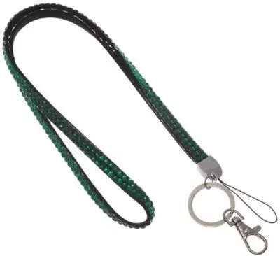 Produktbild von 1x GRÜN Schlüsselband Umhängeband Lanyard 10mm Karabinerhaken Ausweise Autoschlüssel Zugangskarten Strass Steine Bling Rhinestone
