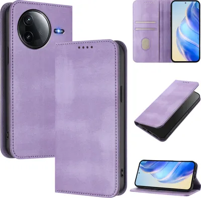 Obrázek produktu pro Pouzdro pro Xiaomi Redmi K80/K80 Pro, vintage kožené pouzdro s RFID ochranou, přihrádkami na karty, stojánkem Fialový