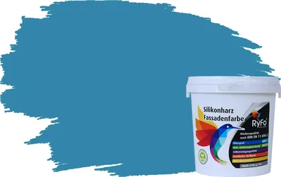 Produktbild von RyFo Colors Silikonharz Fassadenfarbe Lotuseffekt Trend Pazifik 1l - bunte Fassadenfarbe, weitere Blau Farbtöne und Größen erhältlich, Deckkraft Klasse 1