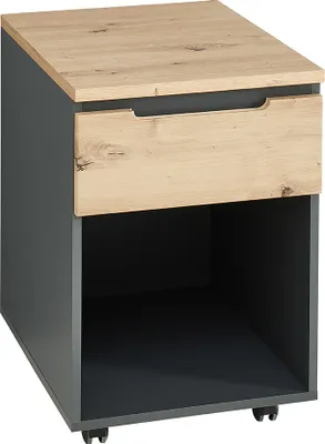 Produktbild von Rollcontainer mit 1 Schublade, graphit mit Eiche, MANRESA-36