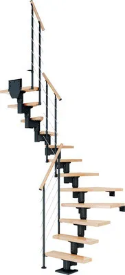 Produktbild von Pertura Mittelholmtreppe Spiros Buche Leimholz Anthrazit 1/2-gewendelt 65 cm 14 Stufen / 15 Steigungen Relinggeländer An