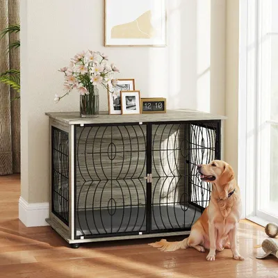 Produktbild von Hundebox – Hundekäfig – Hundehütte – Tierkäfig – 100x60x73,5 cm – Mit Kissen und Belüftung – Groß