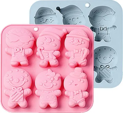 Produktbild von 2 STÜCKE 6 Verschieden Geformte Lebkuchenmann Eiswürfelform Silikonform Für DIY Schokolade Süßigkeiten Gummibärchen Jello Jelly Backformen Backen Muffin Cupcake Kuchen Seife Lotion Bar