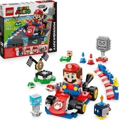Produktbild von LEGO Mario Kart - Interaktiver Mario & Standard-Kart - Nintendo Spielzeug - Spiel Rennstrecke mit Auto, 3 Figuren, Podium & Barrieren - Gamer Geschenk für Jungen & Mädchen ab 7 Jahren - 72043
