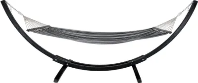 Obrázek produktu pro Tripoli Hammock - Houpací síť na dřevěném stojanu, modřín, polyester/bavlna, černá/šedá/bílá