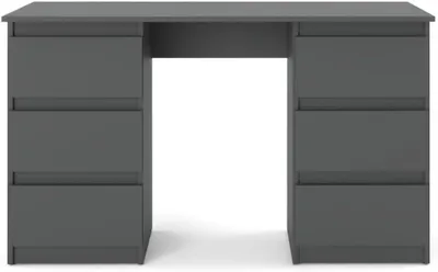 Image de VBChome Bureau 120x50x75 cm, anthracite. Bureau de bureau avec 6 tiroirs, bureau informatique, bureau PC, bureau d'ordinateur, bureau pour ordinateur portable, bureau pour le travail à domicile