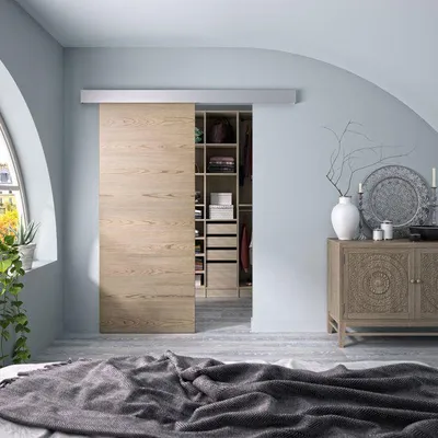 Produktbild von Schiebetür - Haselnuss - H 204 x T 3,8 x B 83 cm - Nicht vorgebohrt