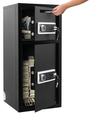 Produktbild von Tresor - Elektronischer Dokumententresor - Doppeltür - 93,45 l Fassungsvermögen - Digitales Tastenfeld - Einwurfschlitz - Sicherheitsschloss mit Notschlüssel - Schwarz