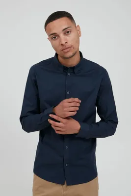 Immagine prodotto di Camicia a maniche lunghe, tinta unita, slim fit, casual, basic, in cotone |