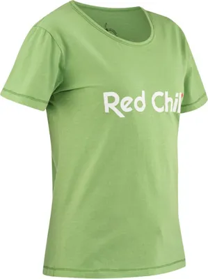 Grünes T-Shirt für Damen mit dem Aufdruck "Red Chili".