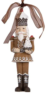 Imagen del producto de Adorno navideño de Clayre & Eef, figura de cascanueces, 4x2x13 cm, color marrón, material: plástico