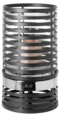 Produktbild von MATERA Windlicht - H.30cm x D.18,5cm - schwarz/silber - Eisen/Glas
