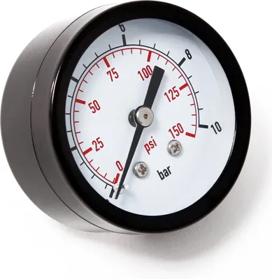 Wiltec Druckanzeige für Druckbehälter, 54 x 49 x 55 mm, Manometer axial DN8 (1/4") 12,9 mm, 0-10 bar (0-140 PSI), Durchmesser 50 mm, für Hauswasserwerk, Membranpumpe