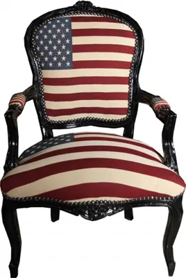 Produktbild von Casa Padrino Barock Salon Stuhl USA Design / Schwarz - USA Style