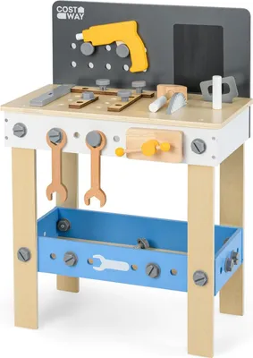 Produktbild von Kinder-Werkbank-Spielset aus Holz mit Kreidetafel