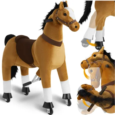 Produktbild von tectake® Schaukelpferd auf Rollen verschiedene Größen, realistisches Design rutschfeste Gummigriffe und -pedale