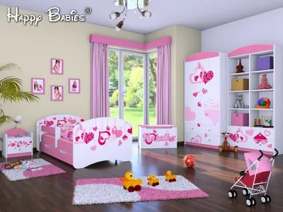 Produktbild von 5-teiliges Set Jugendzimmer Kindermöbel "sinkende Herzen" Kinderbett für Mädchen